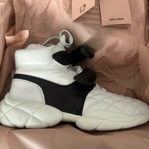 Miu Miu Black and White Quilted Sneakers Woman’s